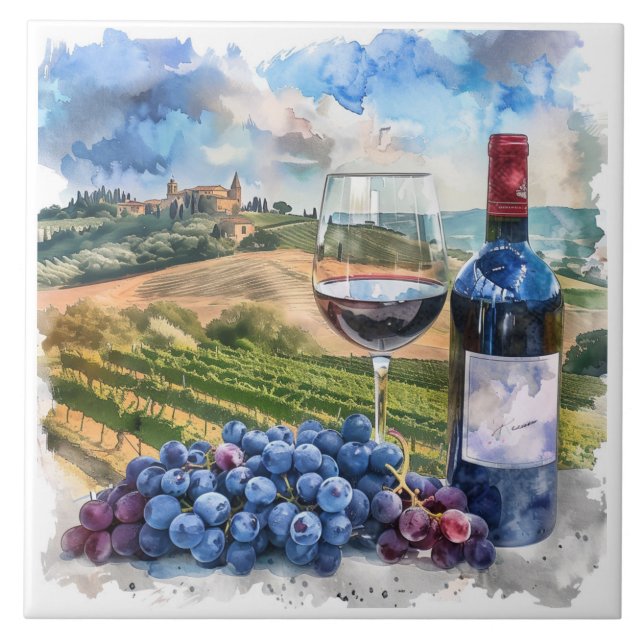 Vineyard Watercolor Print Tile (Front)