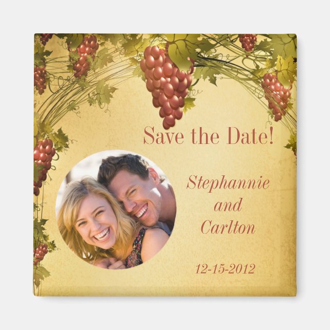 Vineyard Wedding Announcement Magnet (Front)