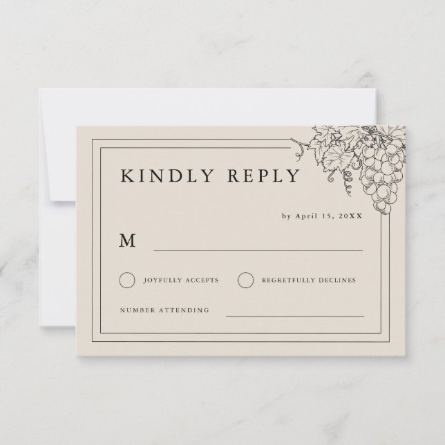 Vineyard Wedding Napa Valley California Winery RSVP Card (Front)