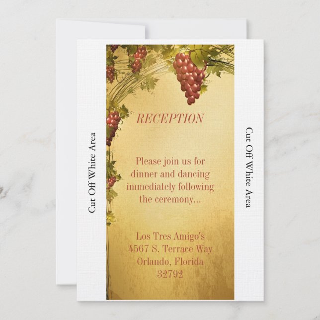 Vineyard Wedding Reception Card (Front)
