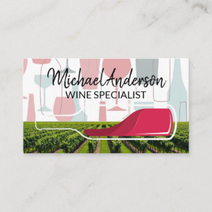 Vineyard Wine Bottles Pattern Business Card
