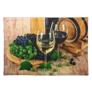 Vineyard Wine Grapes and Glasses Kitchen Placemat