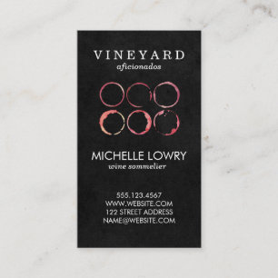Vineyard Wine Lux Black   Wine Stains Business Card