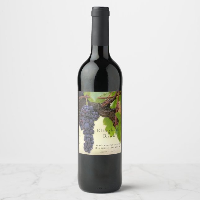Vineyard, Winery, Purple Grapes Custom Wine Label (Front)