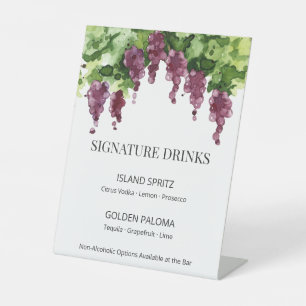 Vineyard Winery Wedding Signature Drinks Sign