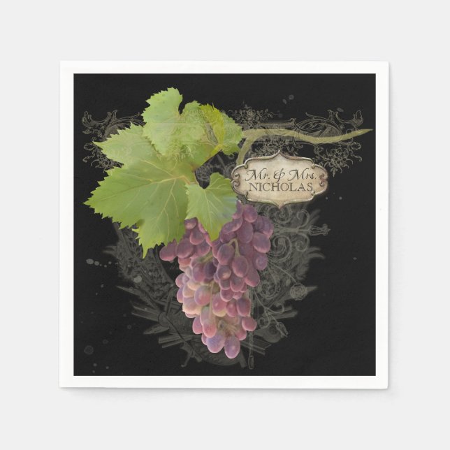 Vineyard Winery Weddings Personalized Reception Napkin (Front)