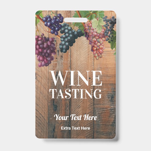 Vineyard Wood & Grapes Wine Tasting Tour Logo Badge (Front)