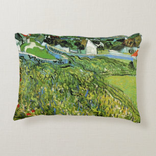 Vineyards with View of Auvers by Vincent van Gogh Accent Pillow