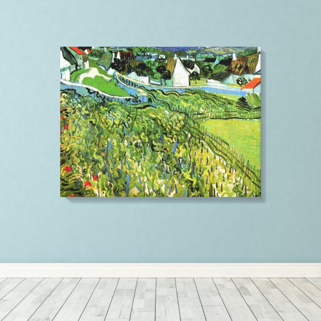 Vineyards with View of Auvers by Vincent van Gogh Canvas Print (Insitu(Wood Floor))