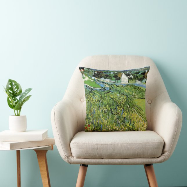 Vineyards with View of Auvers by Vincent van Gogh Throw Pillow (Chair)