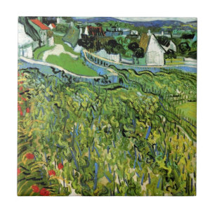 Vineyards with View of Auvers by Vincent van Gogh Tile