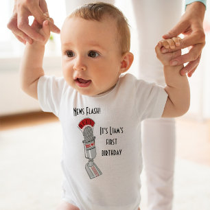 Vingtage microphone announcement baby bodysuit
