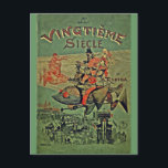 Vingtieme Siecle  Retro Steampunk Postcard<br><div class="desc">Antique book cover artwork by Albert Robida depicting people riding on flying machines.</div>