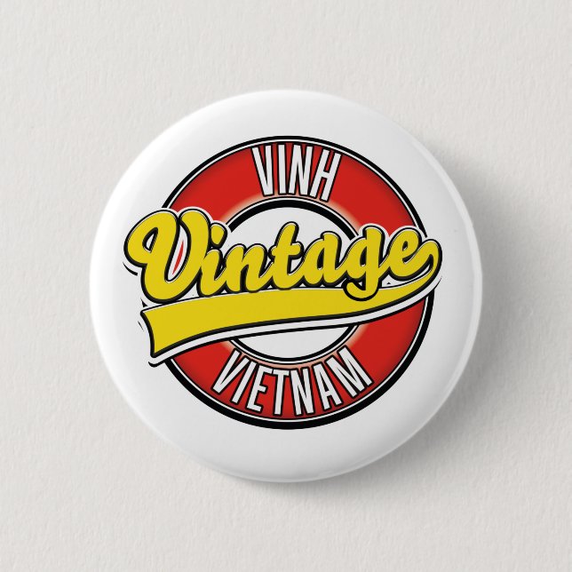 Vinh vietnam retro logo 2 inch round button (Front)