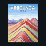 Vinicunca Peru Travel Art Vintage Postcard<br><div class="desc">Vinicunca in a vector art style. Vinicunca,  also known as Montaña de Siete Colores (Mountain of Seven Colours) is a truly awe-inspiring sight in the Peruvian Andes.</div>