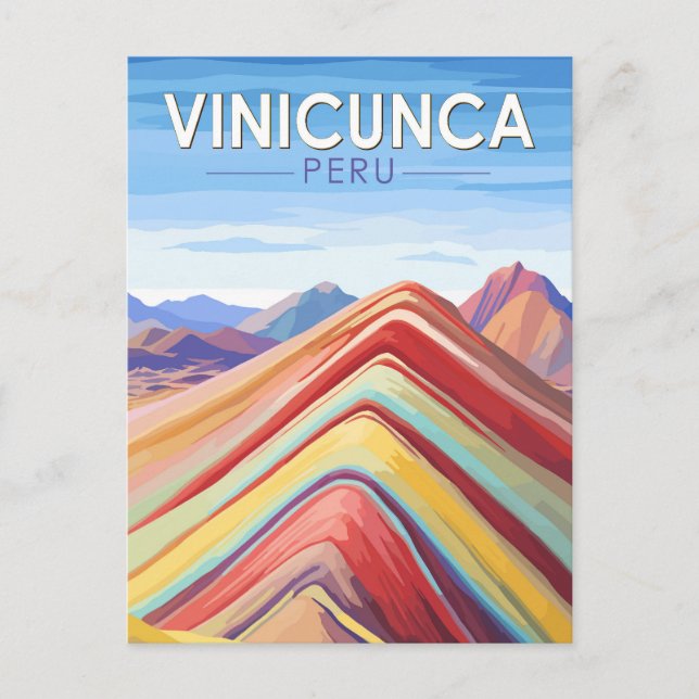 Vinicunca Peru Travel Art Vintage Postcard (Front)