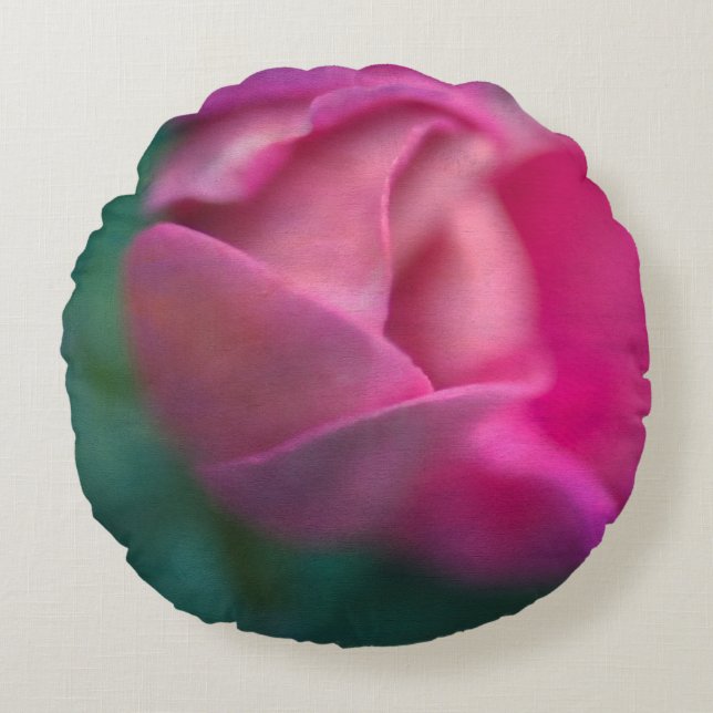 Vining Geranium Bud, Digitally Altered Round Pillow (Front)