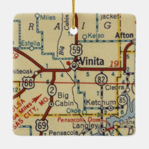 Vinita OK Map Ceramic Ornament