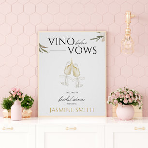 Vino avant Vows Floral Fête des mariées Affiche de