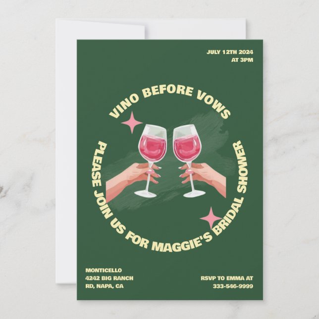 Vino Avant Vows Invitation De Douche Nuptiale (Devant)
