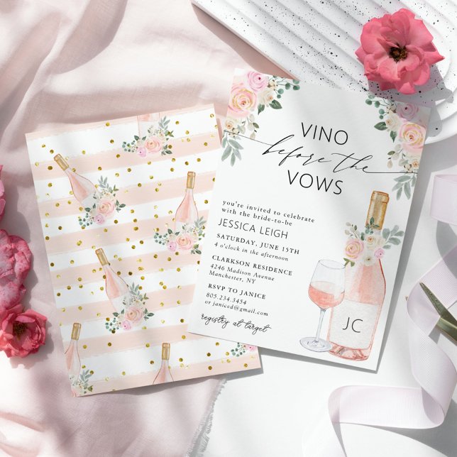 Vino Avant Vows Invitation Rose de douche nuptiale (Créateur téléchargé)