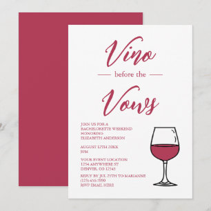 Vino Before The Vows Bachelorette Party Invitation