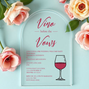 Vino Before The Vows Pre-Wedding Welcome Party Acrylic Invitations