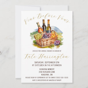Vino Before Vow, Winery, Mountains Bridal Shower Invitation