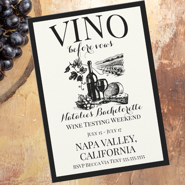 Vino Before Vows Bach Custom Winery Bachelorette Invitation (Creator Uploaded)