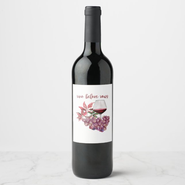 Vino Before Vows Bachelorette Design | Wine  Label (Front)