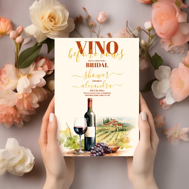 Vino Before Vows Bridal Shower Bachelorette Invitation (Creator Uploaded)
