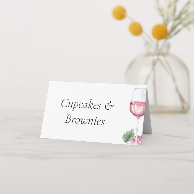 Vino before Vows Bridal Shower Buffet Food Label Place Card (Front)