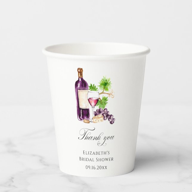 Vino Before Vows Bridal Shower Custom Favour Paper Cups (Back)