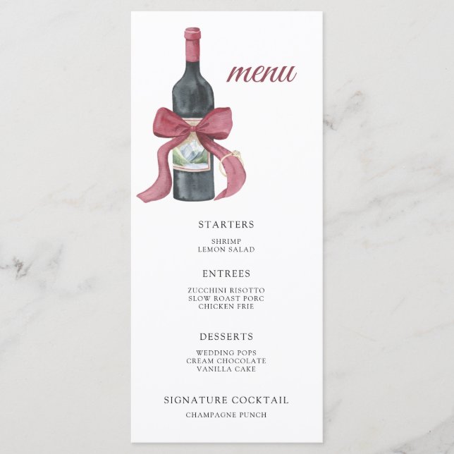Vino before vows Bridal shower menu (Front)