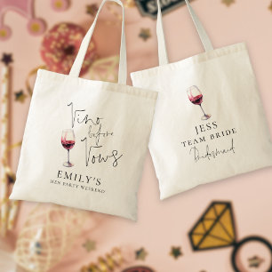 Vino Before Vows Bridesmaid Name Hen Party Weekend Tote Bag