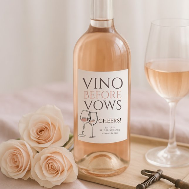 Vino Before Vows Doodle Wine Cheers Bridal Shower Label (Creator Uploaded)