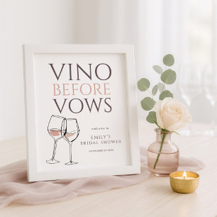 Vino Before Vows Doodle Wine Welcome Bridal Shower Poster