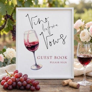 Vino Before Vows Guest Book Bridal Shower Sign