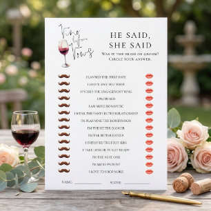 Vino Before Vows He She Said Bridal Shower card