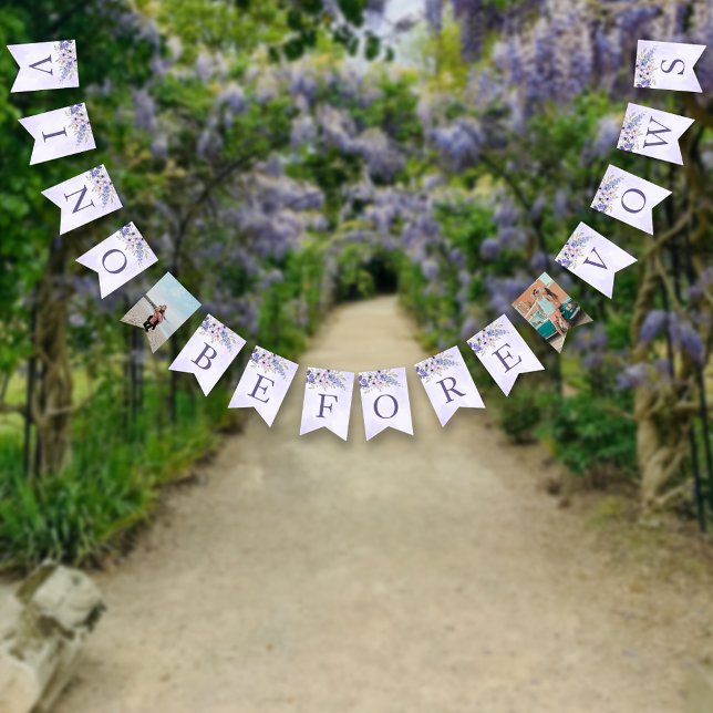 Vino before Vows Purple Floral Bridal Shower Bunting Flags (Vino before Vows Purple Floral Bridal Shower Bunting Flags)