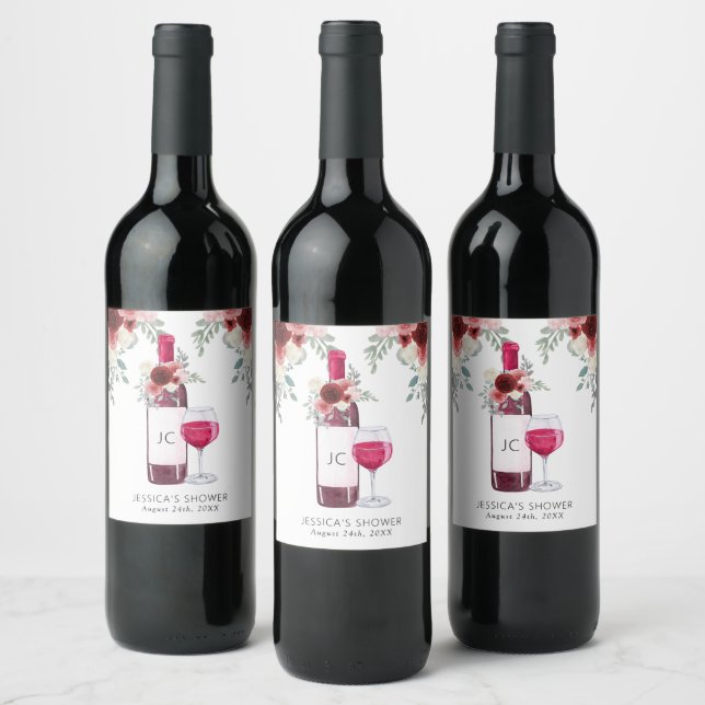 Vino Before Vows Red Wine Bridal Shower Gift Tags Label (Bottles)