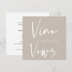 Vino before Vows Taupe Cream Wine Tasting Bridal Invitation