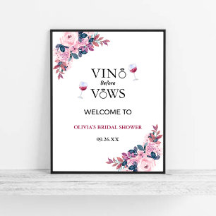 Vino Before Vows Vine Fête des mariées Affiche de 