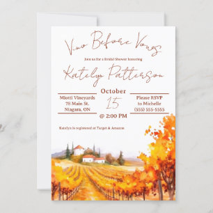 Vino Before Vows, Vineyard Bridal Shower Invitation
