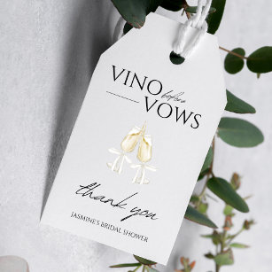 Vino before Vows White Floral Bridal Shower Gift Tags