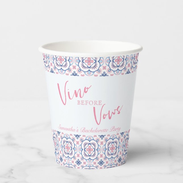Vino Before Vows Wine Bachelorette  Paper Cups (Front)