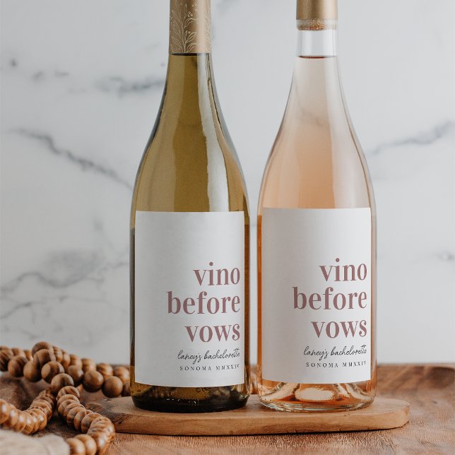 Vino Before Vows Wine Country Bachelorette Party Label (Creator Uploaded)