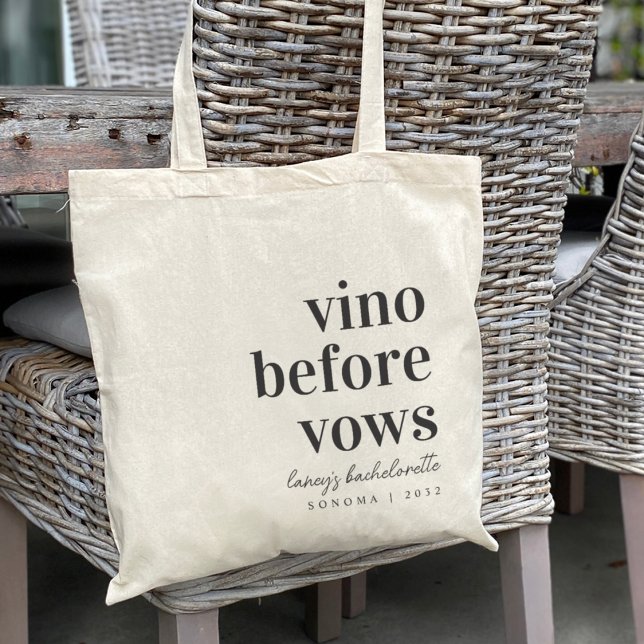Vino Before Vows Wine Country Bachelorette Party Tote Bag (Creator Uploaded)