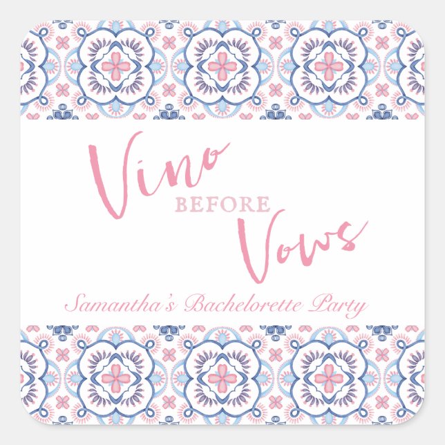 Vino Before Vows Wine Tasting Bachelorette  Square Sticker (Front)