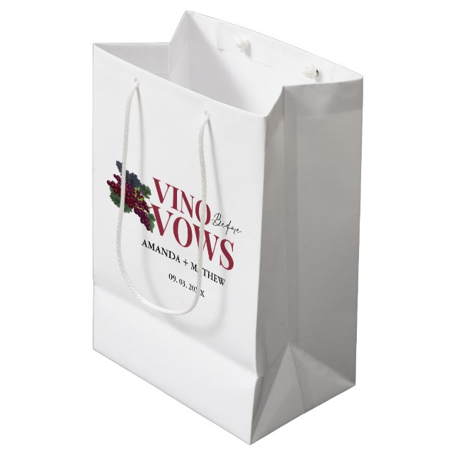 Vino before vows WIne Tasting bridal shower Medium Gift Bag (Front Angled)